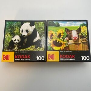 Kodak Premium Puzzles 100 Piece Panda Mama Baby Pig‎ Sunflower New Sealed